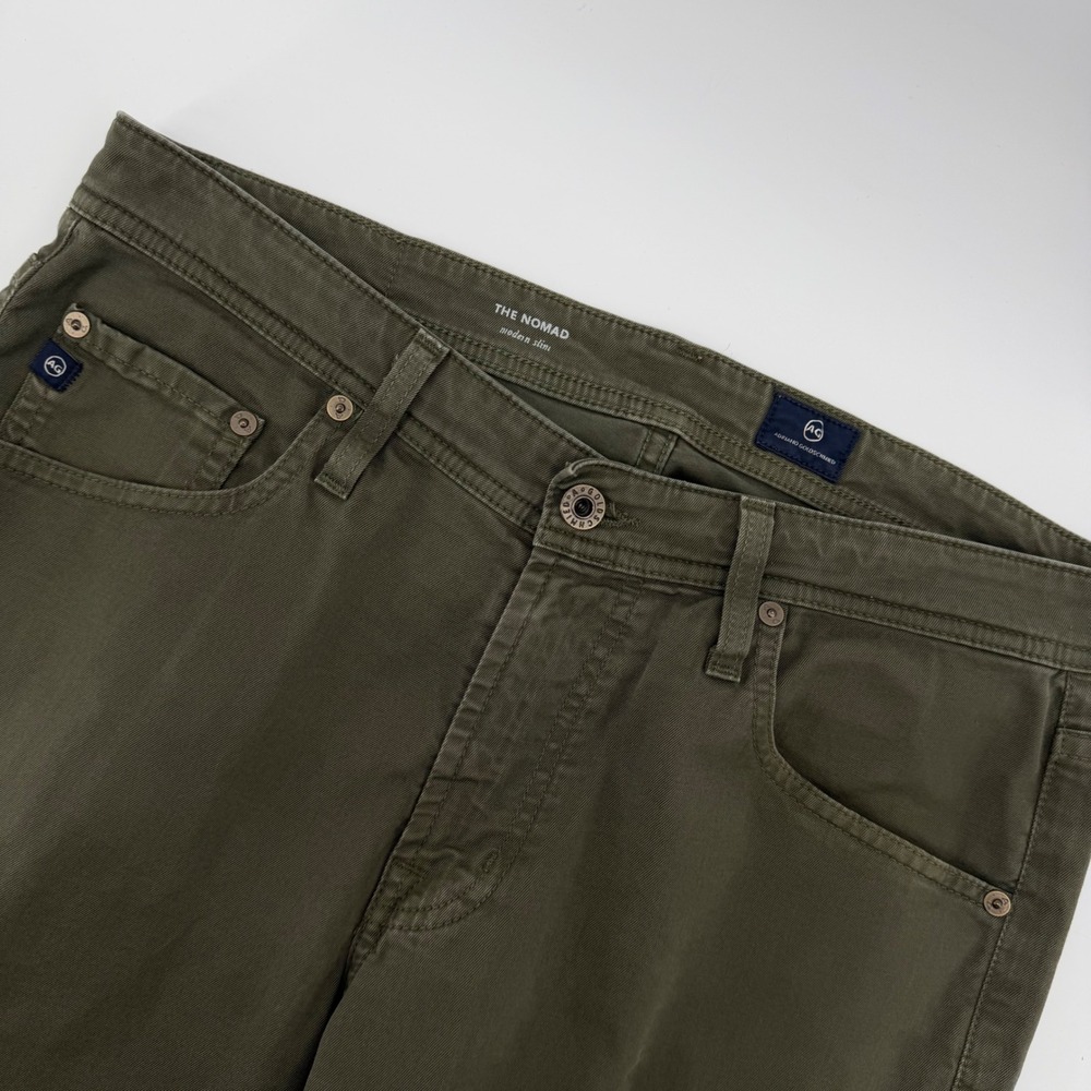 AG Adriano Goldschmied The Nomad Pants Mens 32x34 Olive Green Modern Slim Twill